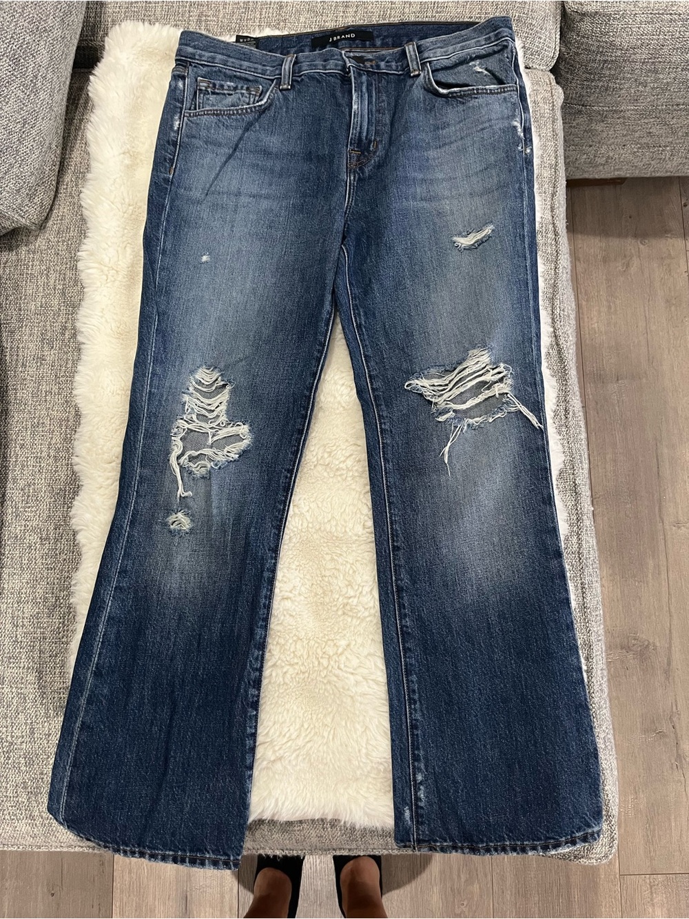 J Brand Dark Blue Denim Jeans with Contrast Stitching